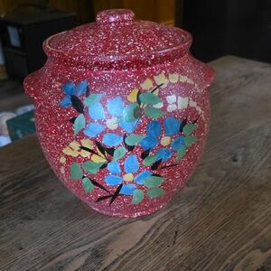 Red Floral Food Storage Jar